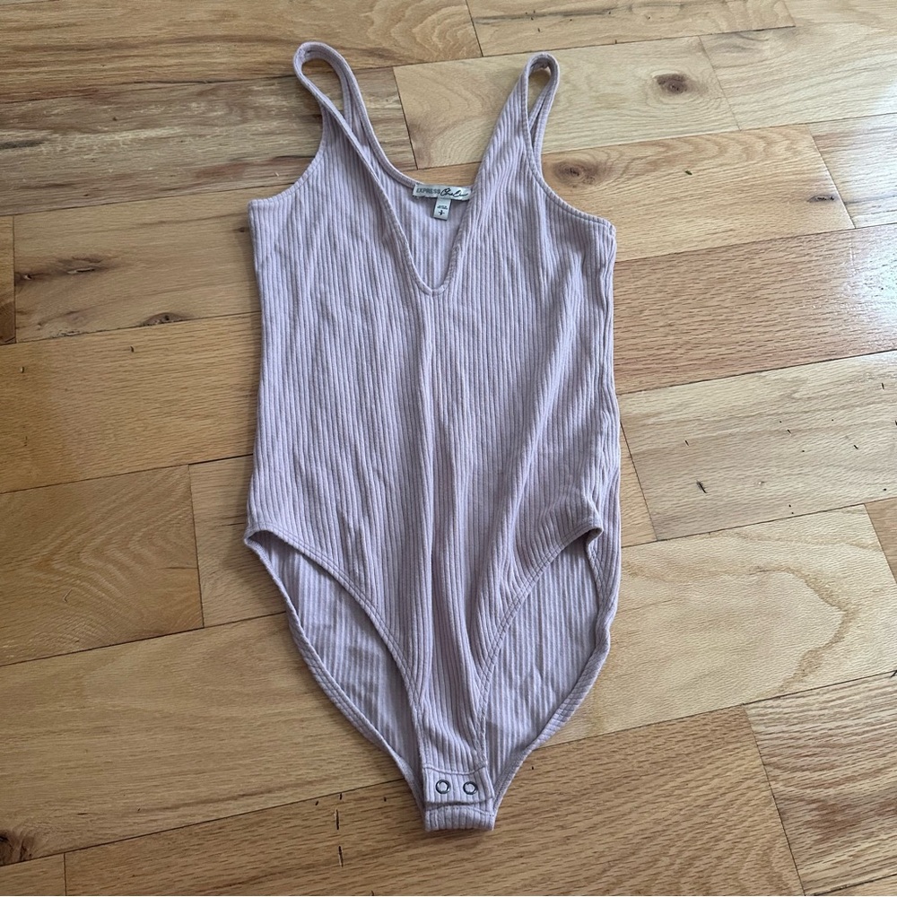 Express Ribbed Pink Bodysuit
